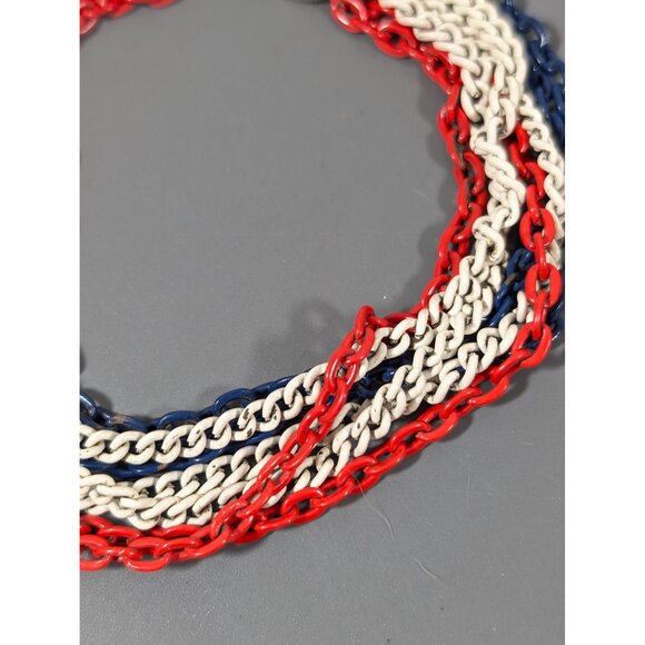 Vintage Red White Blue Multi Chain Bracelet 7" MCM Americana - Picture 3 of 7